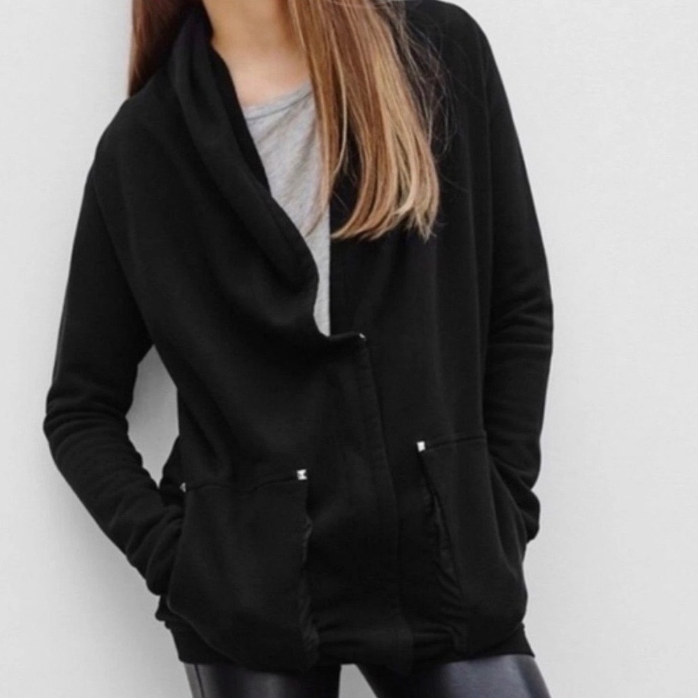 Wilfred Free Cardigan Women Small Brown Cozycore Shawl Collar Hooded Fleece